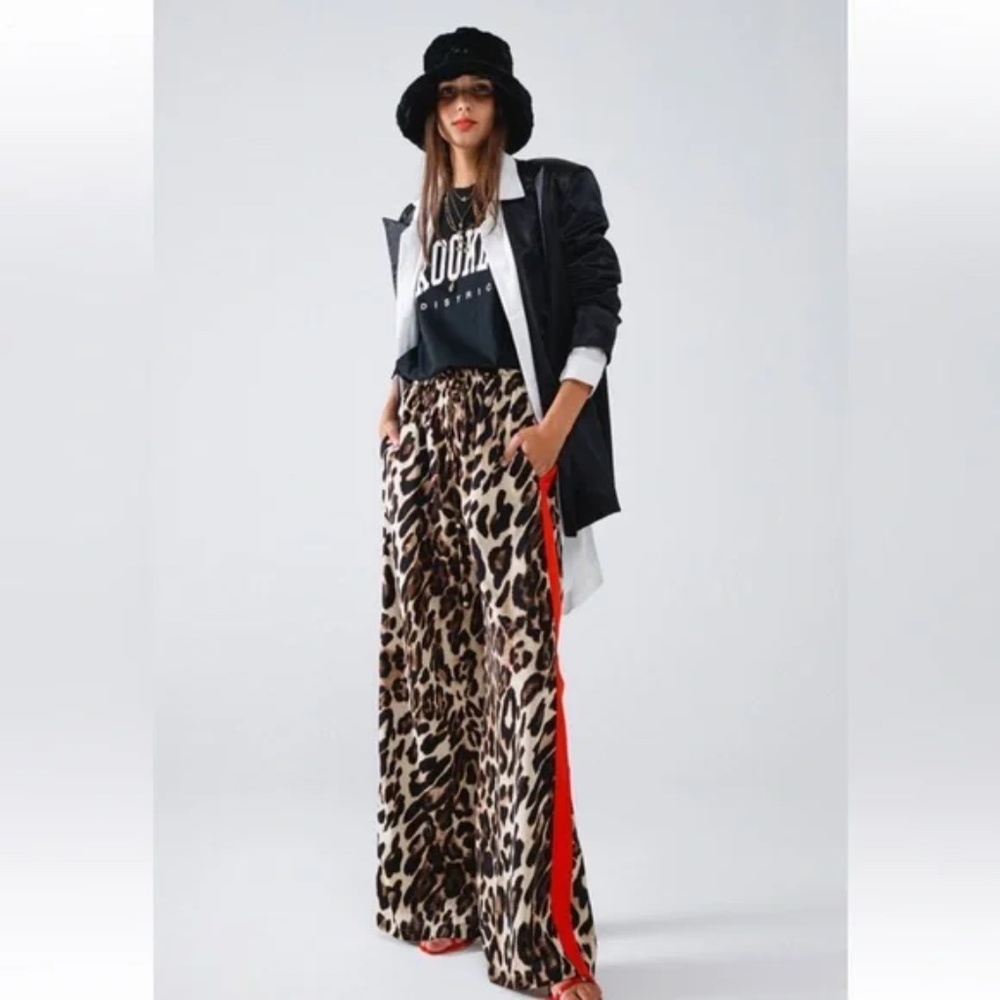 Plus Classic Leopard print Wide Leg Pants - Picture 2 of 7